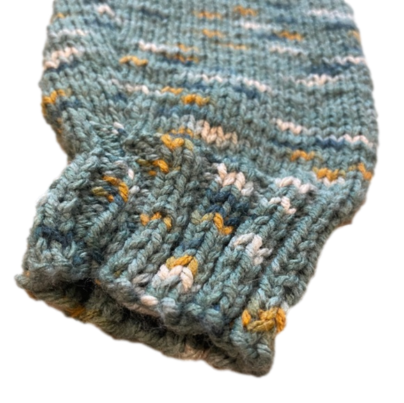 Vintage Handmade Green Yellow White Marled Pullover Turtleneck Sweater - Picture 6 of 6